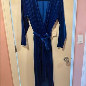 Eloquii Deep Blue Velvet Wrap Dress